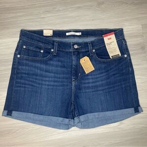 Levi’s mid length denim shorts size 16/33 women’s Hypersoft cuffed mid rise NWT